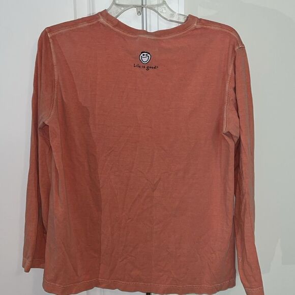 Used Life is Good women’s crusher sledding winter happy dog LS T shirt M - Picture 6 of 6